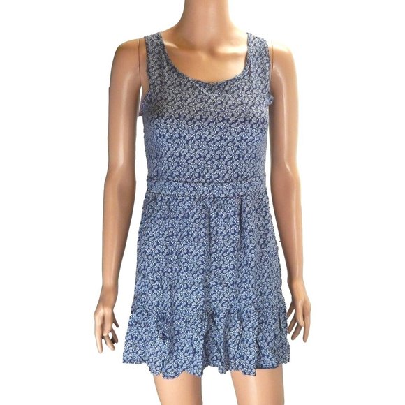 Vertiche Mini Fit and Flare Dress Women's Blue & White Floral Size S - Picture 8 of 10